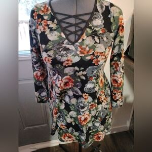 by & by Black Floral Long Sleeve Sweater